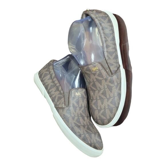 Michael Kors Boerum Double Gore MK Signature PVC‎ Brown Slip On Sneakers US 7.5M - Picture 8 of 8